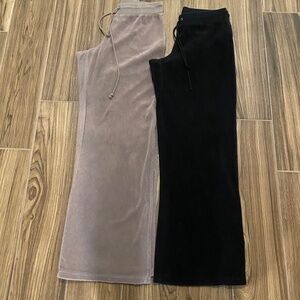 2 Pairs Victoria’s Secret Plush And Lush Lounge Pajama Pants Black Gray Small